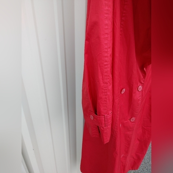 VINTAGE 1980"s LONG RED TRENCH RAIN COAT SIZE 10 - Picture 4 of 7